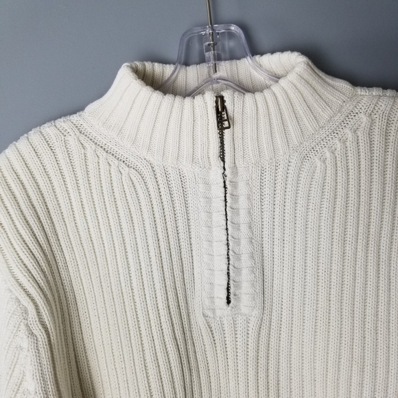Eddie Bauer Womens Ribbed Mock Neck 1/4 Zip Sweater Size Large Ivory Cotton NWT - Picture 4 of 8